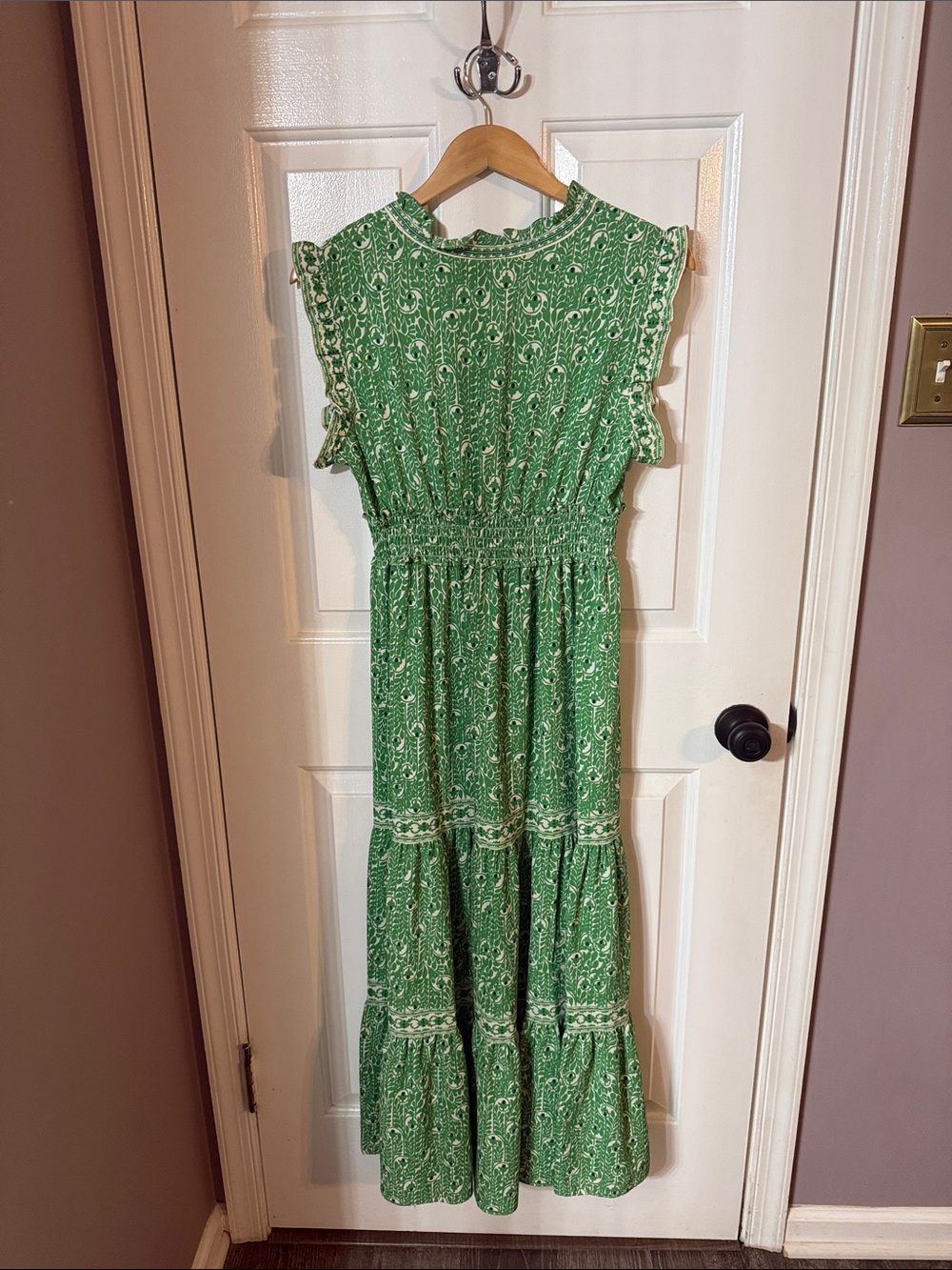 Max Studio Green Printed Smocked-Waist Maxi Dress - Picture 2 of 2